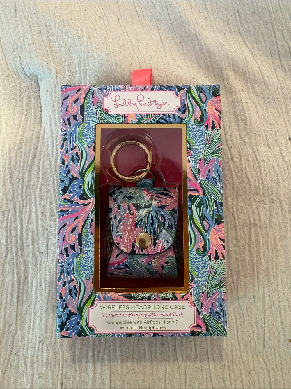 Lilly Pulitzer Pink and Blue Floral Wireless Headphone Case with Keyring